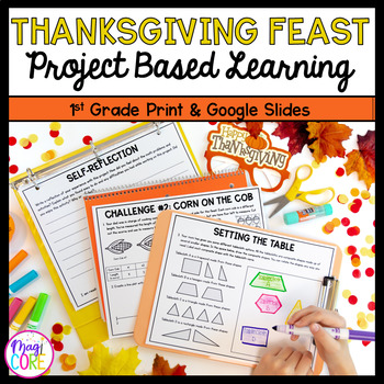 Preview of Thanksgiving Feast Project Based Learning 1st Grade Math Activity & Worksheets