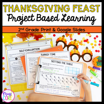 Preview of Thanksgiving Feast Project Based Learning 2nd Grade Math Activity & Worksheets