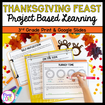 Preview of Thanksgiving Feast Project Based Learning 3rd Grade Math Activity & Worksheets