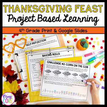 Preview of Thanksgiving Feast Project Based Learning 4th Grade Math Activity & Worksheets