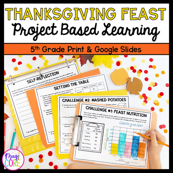 Preview of Thanksgiving Feast Project Based Learning 5th Grade Math Activity & Worksheets