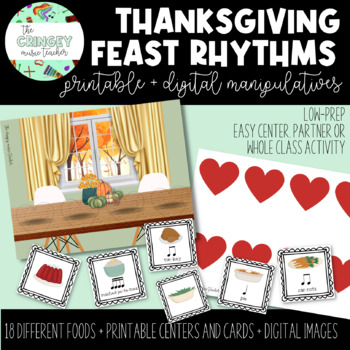Preview of Thanksgiving Feast Rhythm Cards (Printable + Digital options!)