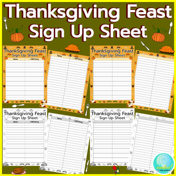 Preview of Thanksgiving Feast Sign Up Sheet | Thanksgiving Feast Parent Letter | PDF
