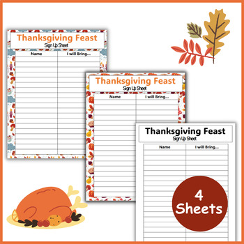 Preview of Thanksgiving Feast Sign Up Sheets - Editable