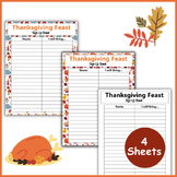 Thanksgiving Feast Sign Up Sheets - Editable