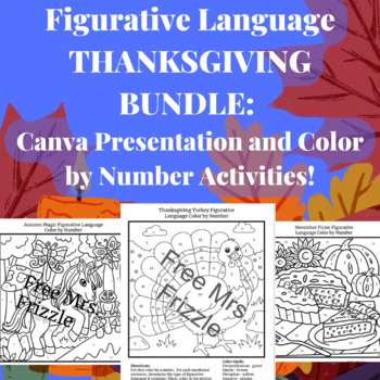 Preview of Thanksgiving Figurative Language Intro to Terms and Color by Number Activities