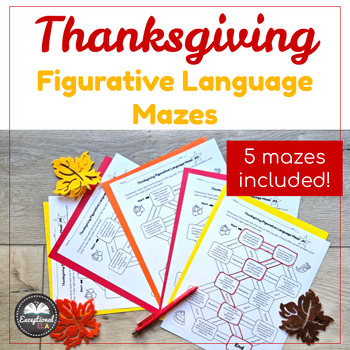 Preview of Thanksgiving Figurative Language Mazes - Fun Review Activity - Bell Ringers