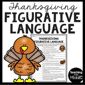 Preview of Thanksgiving Figurative Language Identification Worksheet