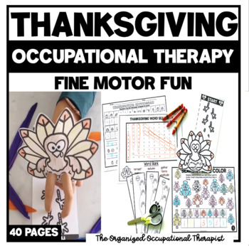 Preview of Thanksgiving Fine Motor No Prep Printables for Occupational Therapy