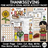 Thanksgiving Fine Motor & Visual Motor - Color, Write, Cut, Glue