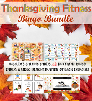 Preview of Thanksgiving Fitness Bingo BUNDLE (30 Cards & Exercise Video Demonstrations)