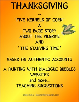 Preview of Thanksgiving Five Kernels of Corn Activities