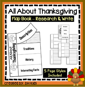 Preview of Thanksgiving Flap Book, Holiday Flip Book Research Project, November Activity