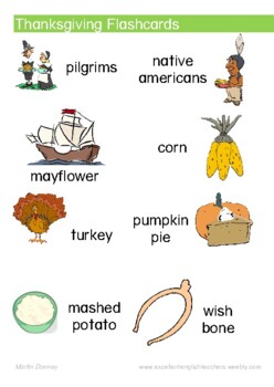 Thanksgiving Vocabulary Flashcards by Excellent English Teachers