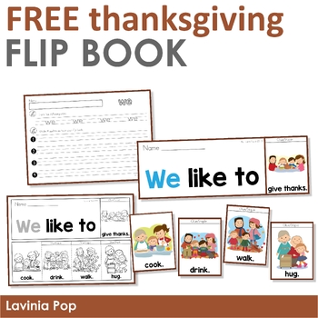 Preview of FREE Thanksgiving Sight Word Fluency Flip Book & Writing Prompt