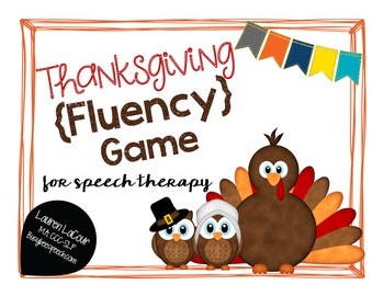 Preview of Thanksgiving Fluency Game: Speech Therapy