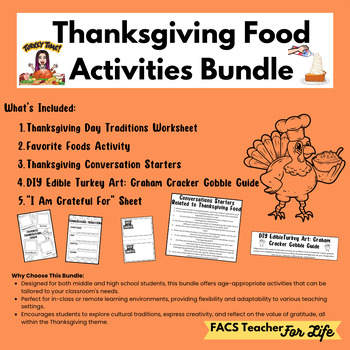 Preview of Thanksgiving Food Activities - FACS, FCS, Middle School & High School