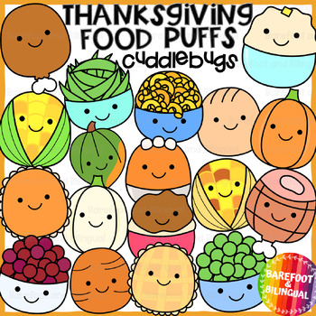 Preview of Thanksgiving Food Clipart Puffs - Cuddlebugs Collection Thanksgiving Clipart