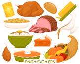 Thanksgiving Food Clipart - SVG, PNG, EPS Images - Turkey 