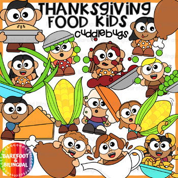 Preview of Thanksgiving Food Kids Clipart | Cuddlebugs Collection