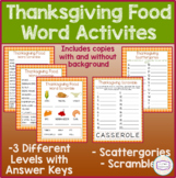 Thanksgiving Food Word Activities - Word Scrambles & Scatt