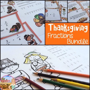 Preview of Thanksgiving Fraction Addition and Subtraction Activity Set
