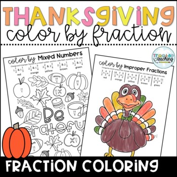 Preview of Thanksgiving Fraction Color by Number