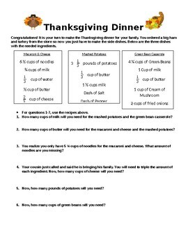 Preview of Thanksgiving Fraction & Decimal Task