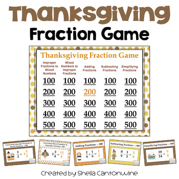 Preview of Thanksgiving Fraction Game