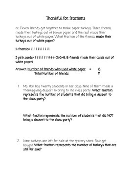 Preview of Thanksgiving Fraction Word Problems