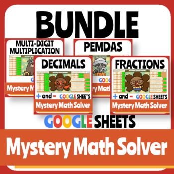 Preview of Thanksgiving - Fractions, Decimals, Multiplication, PEMDAS- Pixel Art - Bundle