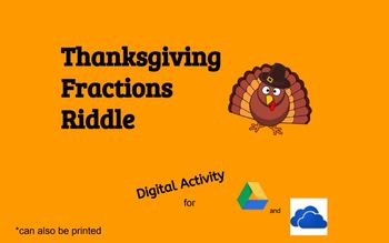 Preview of Thanksgiving Fractions Digital Puzzle
