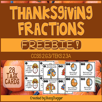 Preview of Thanksgiving Fractions Task Cards FREEBIE