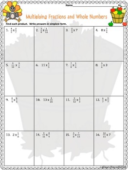Thanksgiving Fraction Practice by Math From My Angle | TpT