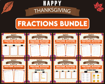 Preview of Thanksgiving Fractions Bundle No Prep Activities
