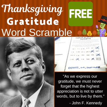 Preview of Thanksgiving Freebie for Middle School - Gratitude Quote