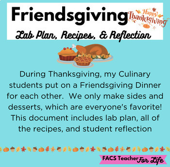 Preview of Thanksgiving - Friendsgiving Day Lab - FACS, FCS, Cooking, High School