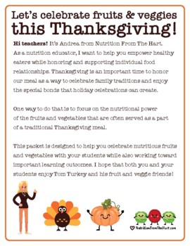 Preview of Thanksgiving Fruits & Veggies Activity & Bulletin Board Packet