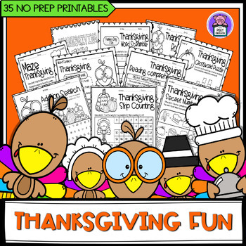 Preview of Thanksgiving Fun Activity No Prep | Crosswords Word Search & Number Search Games