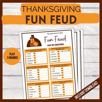 Preview of Thanksgiving Fun Feud Game, Printable Thanksgiving Fun Feud Game, Fall Activity