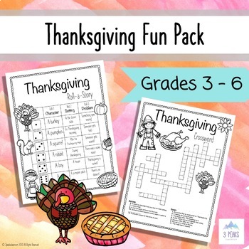 Thanksgiving Fun Pack Grades 3-6 by 3 Peaks Classroom | TPT