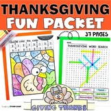 Thanksgiving Fun Packet - Activities with Word Search and 