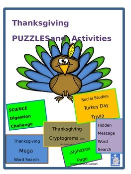 Preview of Thanksgiving Puzzles and Activities for Upper Grades