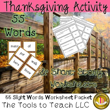 Preview of Thanksgiving Read 55 Sight Word Sentences Short Stories Activity No Prep