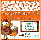 Thanksgiving fun with Todd Turkey + Olive Owl - Math + Lit