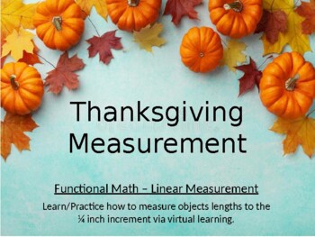 Preview of Thanksgiving Functional Math Application Measuring Linear Inches Using a Ruler