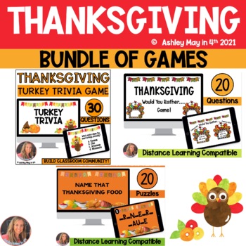 Thanksgiving Games Bundle Turkey Trivia Would You Rather Turkey Day  Activities