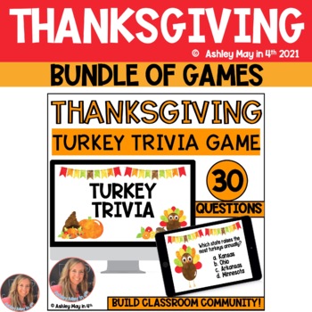 Thanksgiving Games Bundle Turkey Trivia Would You Rather Turkey Day  Activities