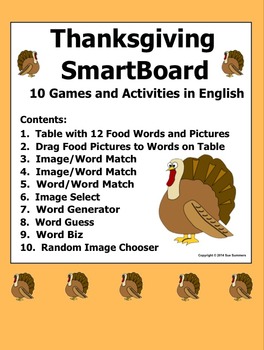 Preview of Thanksgiving SmartBoard Games, Vocabulary, and Activities