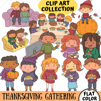  Thanksgiving  Gathering  Clip  Art  FLAT COLOR ONLY by 